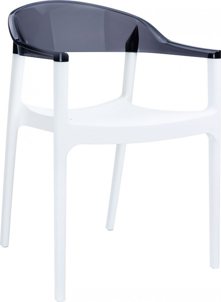 kare mobilier, MOBILIER DE COLLECTIVITÉ,Chaise CARMEN ASSISE EN BLANC + DOS NOIRE TRANSPARENT