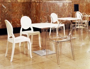 kare mobilier, MOBILIER DE COLLECTIVITÉ,Chaise Elizabeth en polycarbonate blanc opaque