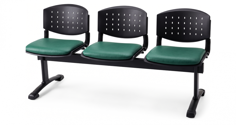 kare mobilier, SIÈGES,Chaise Jumelée LAYER - 3 Places - Tapissé - Socle Noir Importé