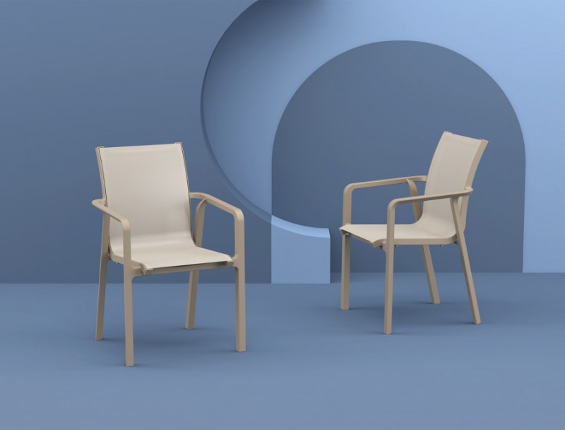 kare mobilier, MOBILIER DE COLLECTIVITÉ,Chaise Pacific avec accoudoirs TAUPE