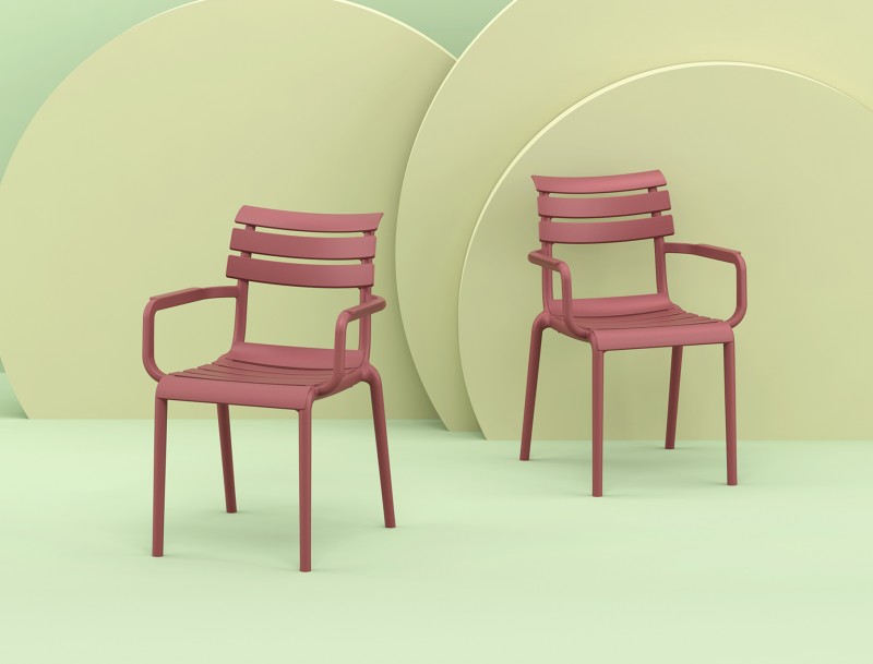 kare mobilier, MOBILIER DE COLLECTIVITÉ,Chaise PARIS AVEC ACCOUDOIRS ROUGE BORDEAU