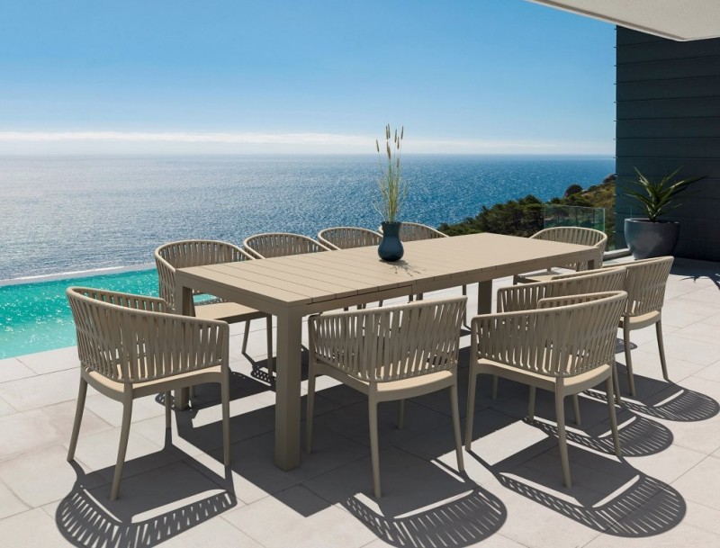 kare mobilier, MOBILIER DE COLLECTIVITÉ,Chaise PORTOFINO TAUPE Avec Accoudoirs