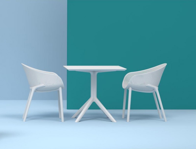 kare mobilier, MOBILIER DE COLLECTIVITÉ,Chaise Sky en fibre de verre avec accoudoirs blanc