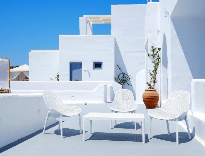 kare mobilier, MOBILIER DE COLLECTIVITÉ,Chaise Sky louange en fibre de verre avec accoudoirs blanc