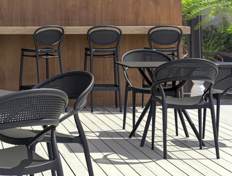 kare mobilier, MOBILIER DE COLLECTIVITÉ,Chaise Sunset en fibre de verre avec accoudoirs gris charbon