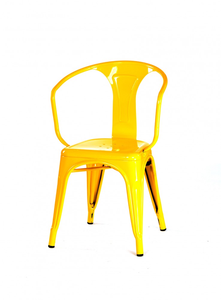 kare mobilier, MOBILIER DE COLLECTIVITÉ,Chaise TOLIX jaune avec accoudoirs