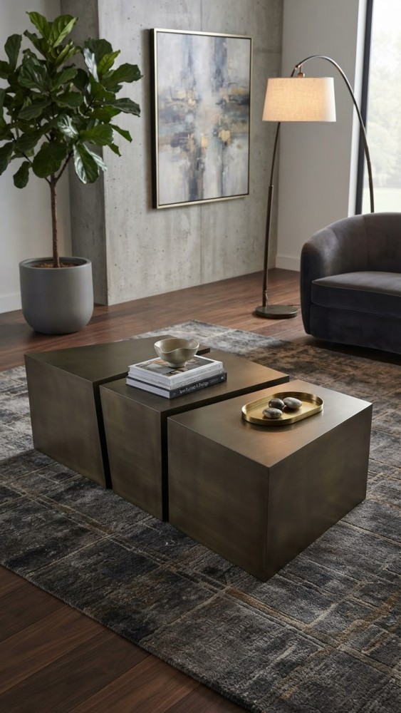 kare mobilier, Table basse &Table de coin,Ensemble de 3 tables basses MODULE