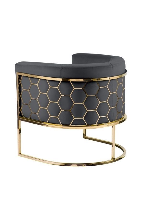 Fauteuil ALVEARE en velours et inox doré