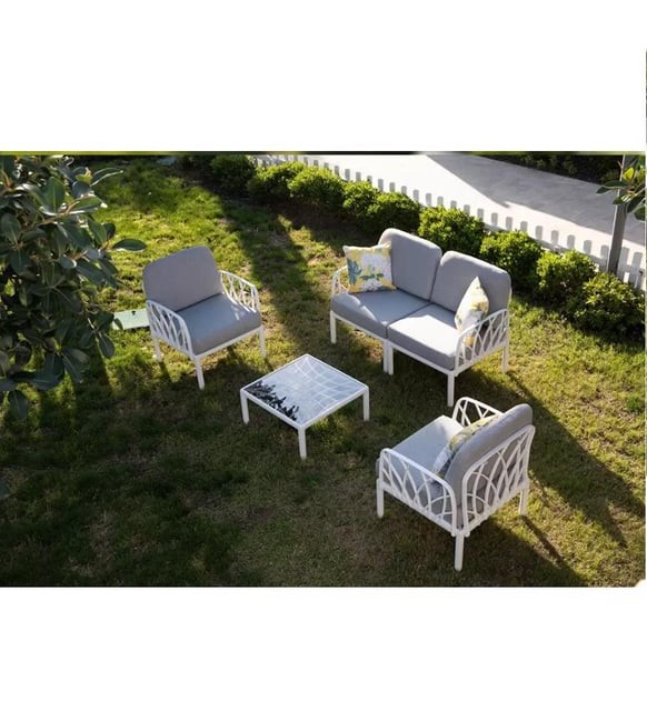 kare mobilier, MOBILIER DE JARDIN,Salon GARDA EN FIBRE DE VERRE 4 PLACES ET 1 TABLE BASSE