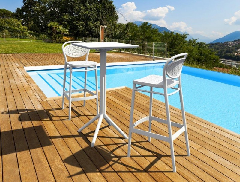 kare mobilier, MOBILIER DE COLLECTIVITÉ,Tabouret Marcel BLANC h75cm