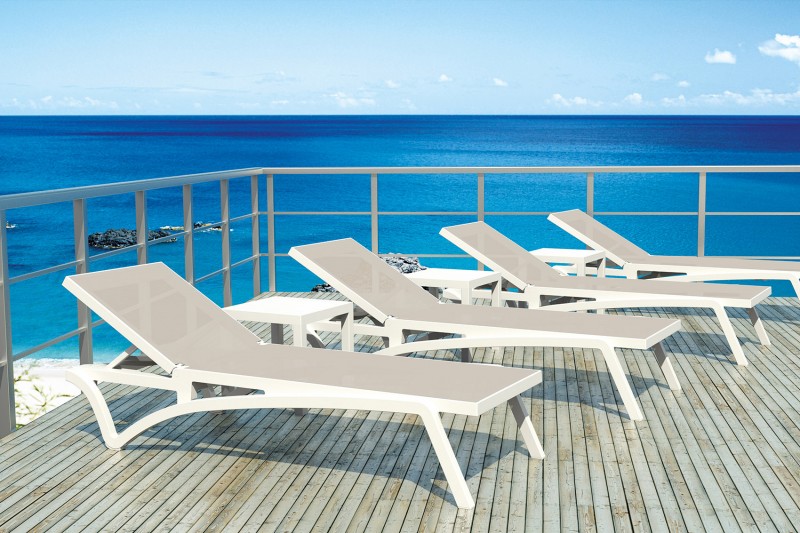 kare mobilier, MOBILIER DE COLLECTIVITÉ,Transat Pacific blanc +  textiline taupe